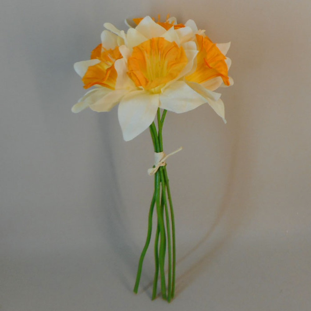 Artificial Daffodils Bundle Cream Orange 6 Stems 34cm Artificial Flowers